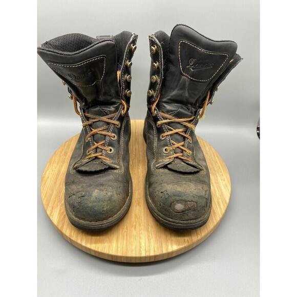 Danner 8" Logger Gore-Tex Quarry Boots Black Leather Combat USA Mens Size 8.5 M - Picture 8 of 11